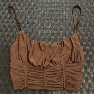 Elegant Brown Ruched Women's Top